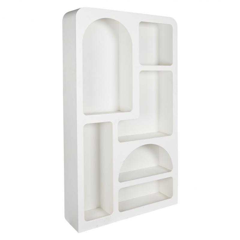 ÉTAGÈRE SAPIN MDF 100X26X181 MODERNE ARRONDIE BLANC