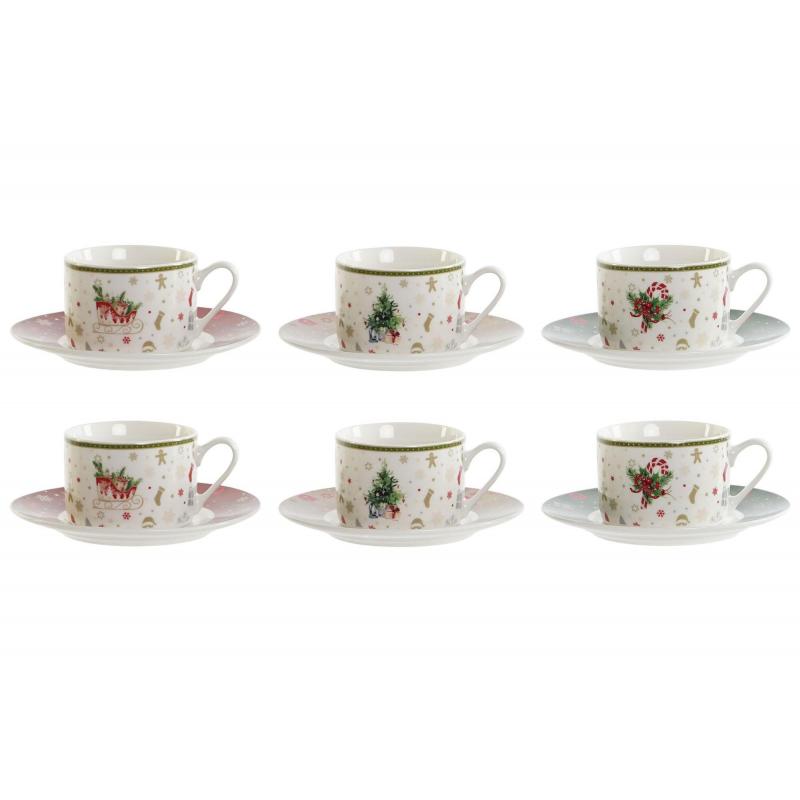 ENSEMBLE DE 6 TASSES + SOUCOUPE NOEL EN PORCELAINE