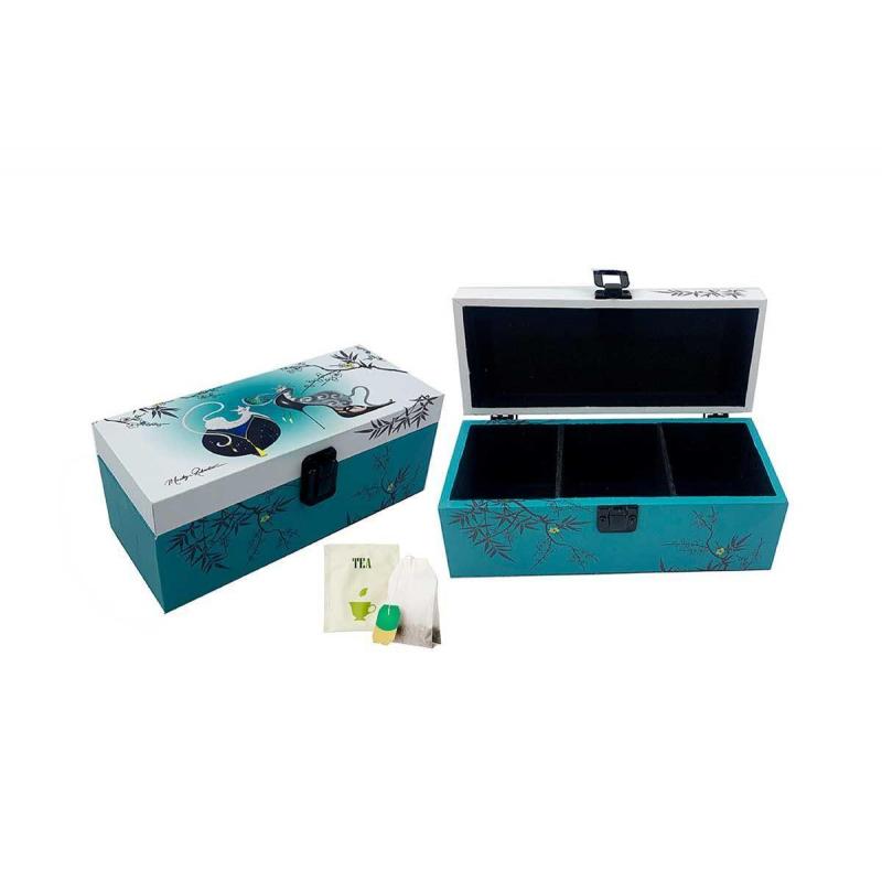 BOITE A THE 3 COMPARTIMENTS SAKURA BLEU- SOUD7867 BOITE A THE 3 COMPARTIMENTS SAKURA BLEU- SOUD7867