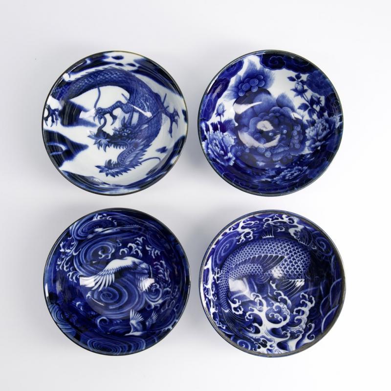 COFFRET 4 BOLS JAPONAIS DRAGONS CNB22013 COFFRET 4 BOLS JAPONAIS DRAGONS CNB22013