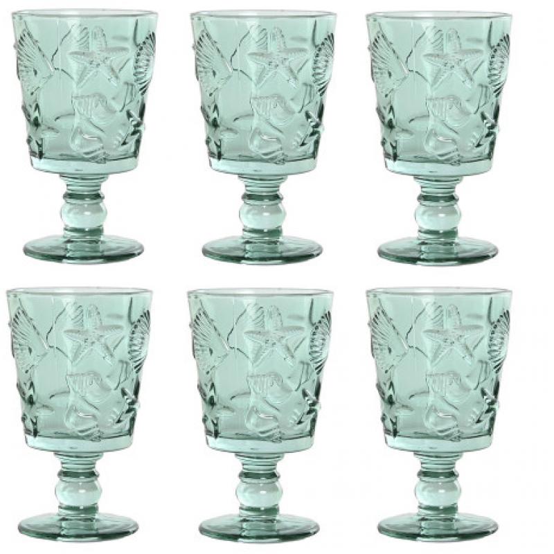 SET DE 6 VERRES A PIED TURQUOISE IT218018