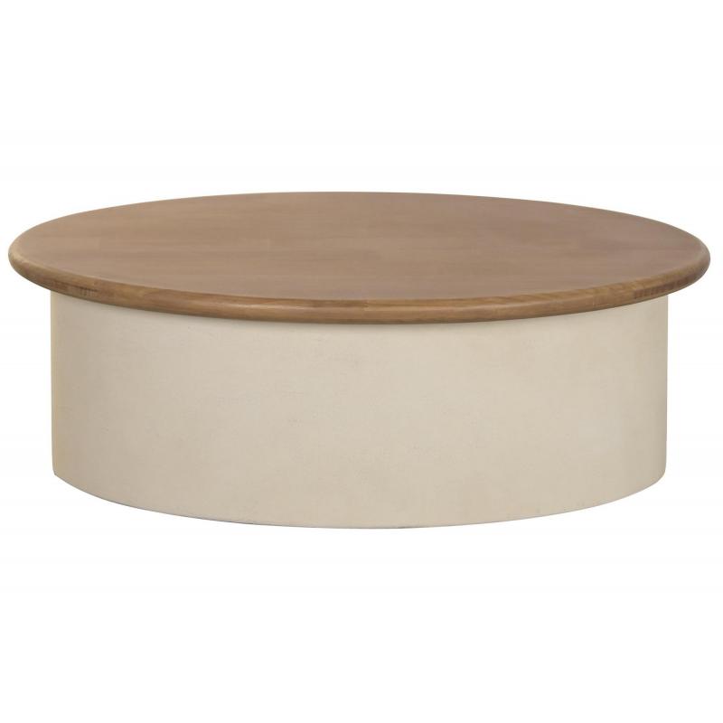 TABLE BASSE RONDE  MDF SAPIN CREME 100X60X35CM