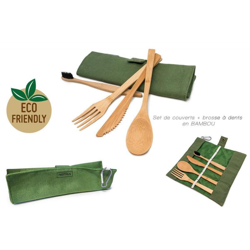 Set de couverts + brosse à dents bambou