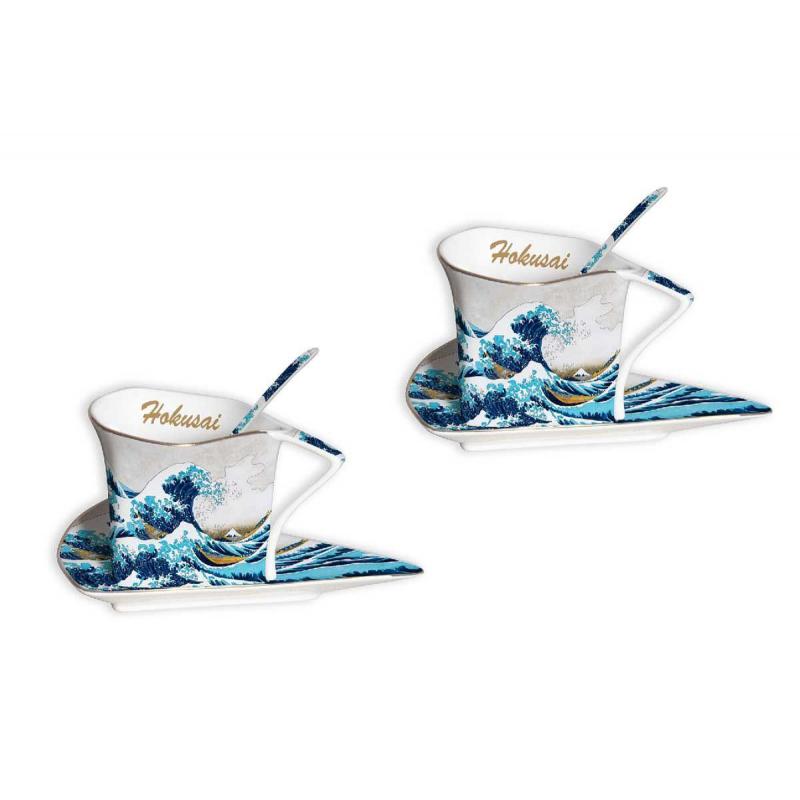 2 TASSES180ML+CUILLERES+SS TASSES LA VAGUE HOKUSAI SOAU4958 2 TASSES180ML+CUILLERES+SS TASSES LA VAGUE HOKUSAI SOAU4958