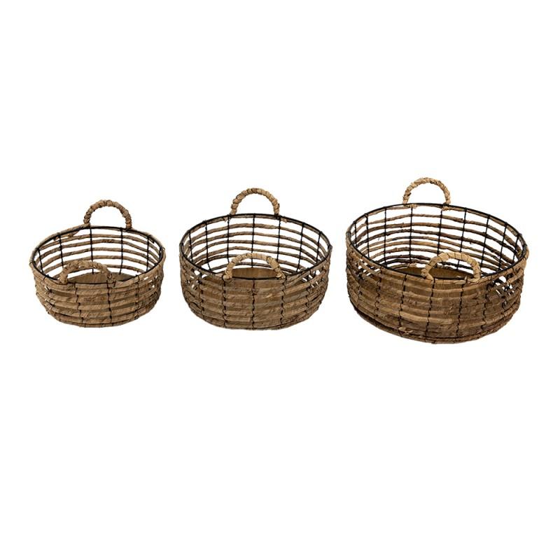 PANIER ROND METAL ET NATUREL FONCE  3 DIMENSIONS