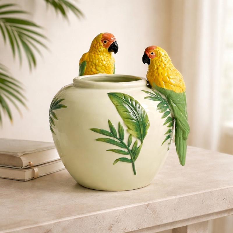 VASE BOULE PERROQUET  24CM