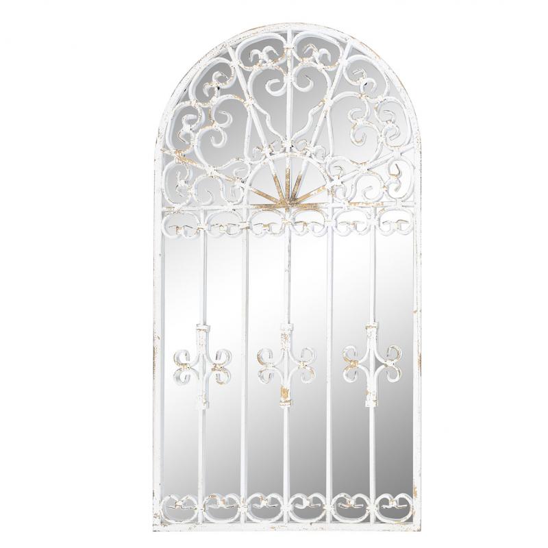 MIROIR FENETRE METAL BLANC VIEILLI IT203031
