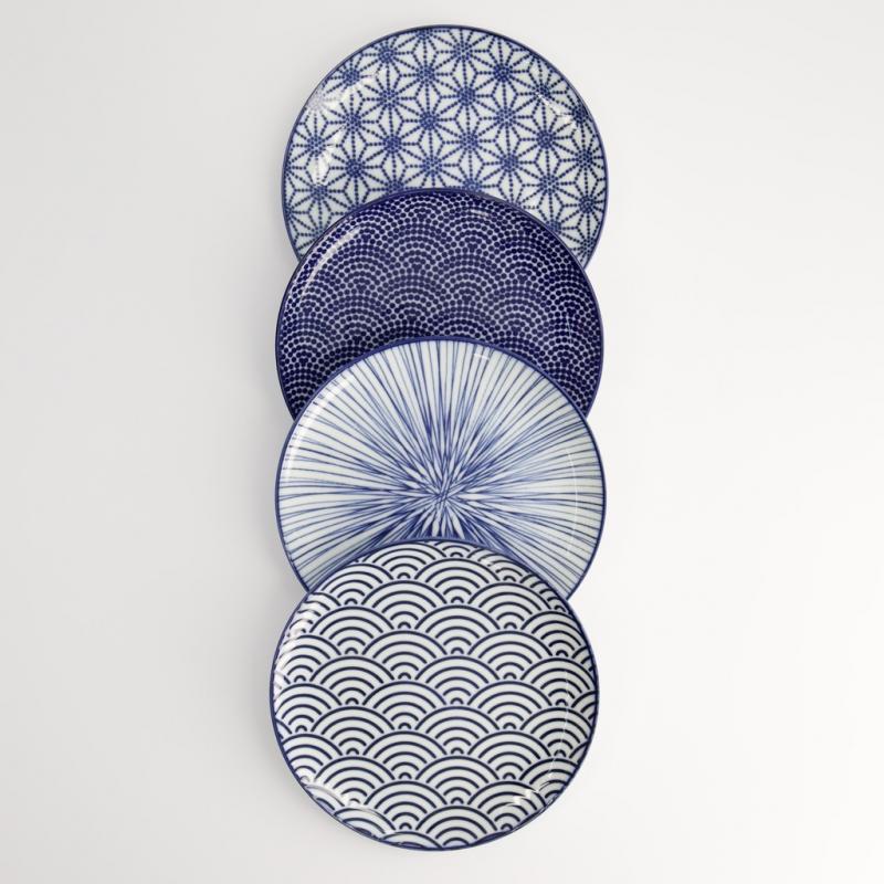 LOT DE 4 ASSIETTES A DESSERT NIPPON BLEUES CNB 17958 LOT DE 4 ASSIETTES A DESSERT NIPPON BLEUES CNB 17958
