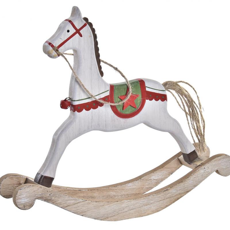 CHEVAL A BASCULE BLANC BOIS 28*6.5*24CM IT198748