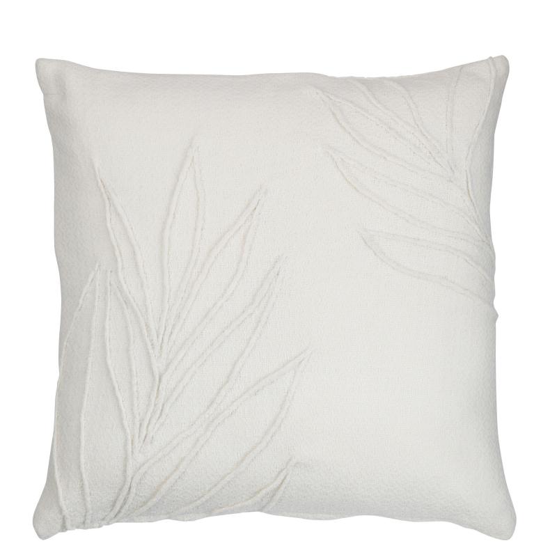 COUSSIN CARRE BLANC FEUILLES JO22937