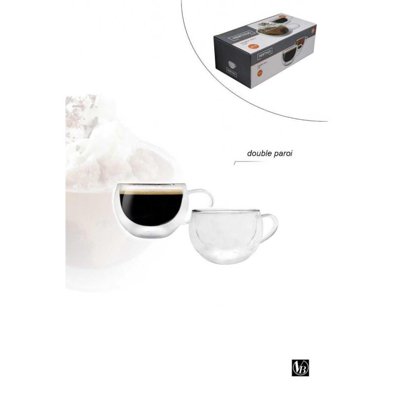 COFFRET 2 TASSES A CAFE DOUBLE PAROI 200 ML  SOFIH289