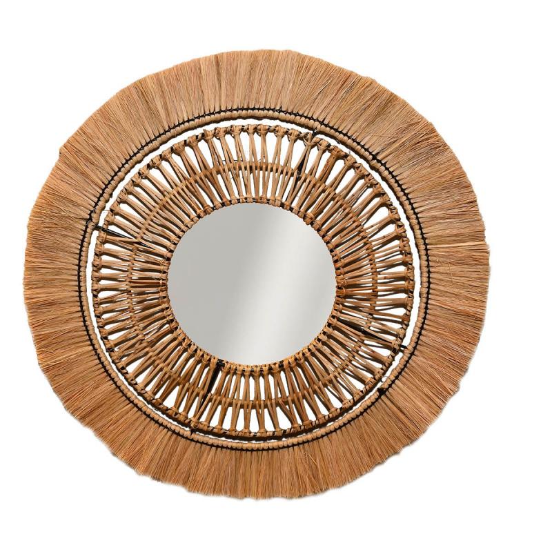 MIROIR ROND NATUREL ET NOIR 66CM ANSEB17908