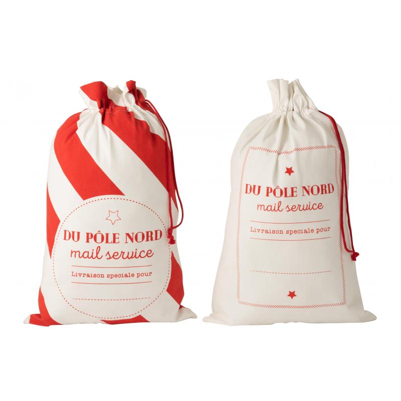 POCHON DE NOEL BLANC ET ROUGE JO8238