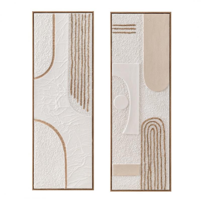 TABLEAU ABSTRAIT BEIGE BLANC 3D 2 MOD IT233010