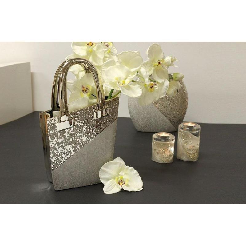 VASE SAC A MAIN GRACE CERAMIQUE ARGENTE GI43589