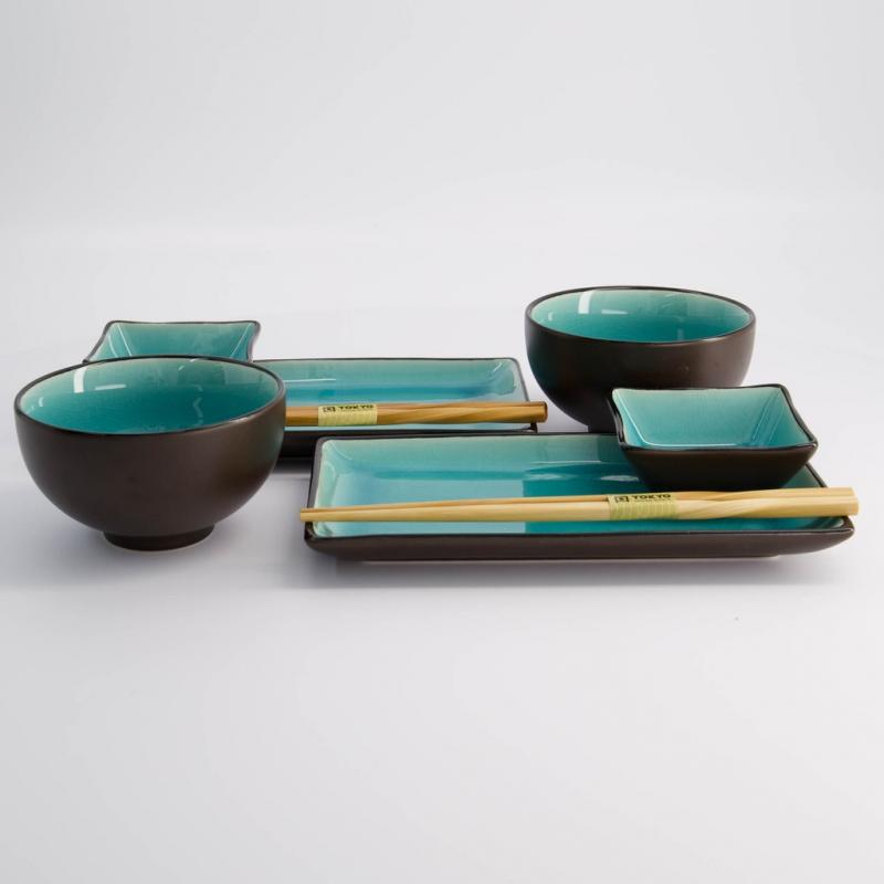 COFFRET GLASSY TURQUOISE 8PIECES JAPONAIS 8154 COFFRET GLASSY TURQUOISE 8PIECES JAPONAIS 8154