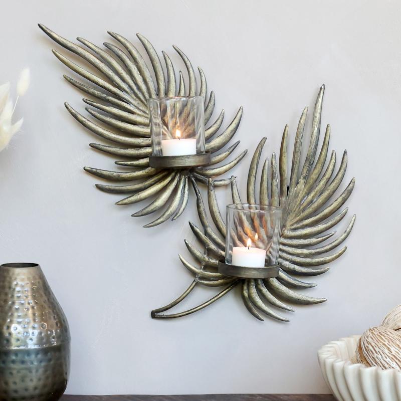 PHOTOPHORE MURAL FEUILLE  H34X35X8CM CHI 71110413