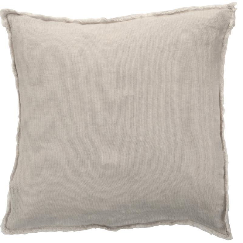 Coussin delavé lin gris clair