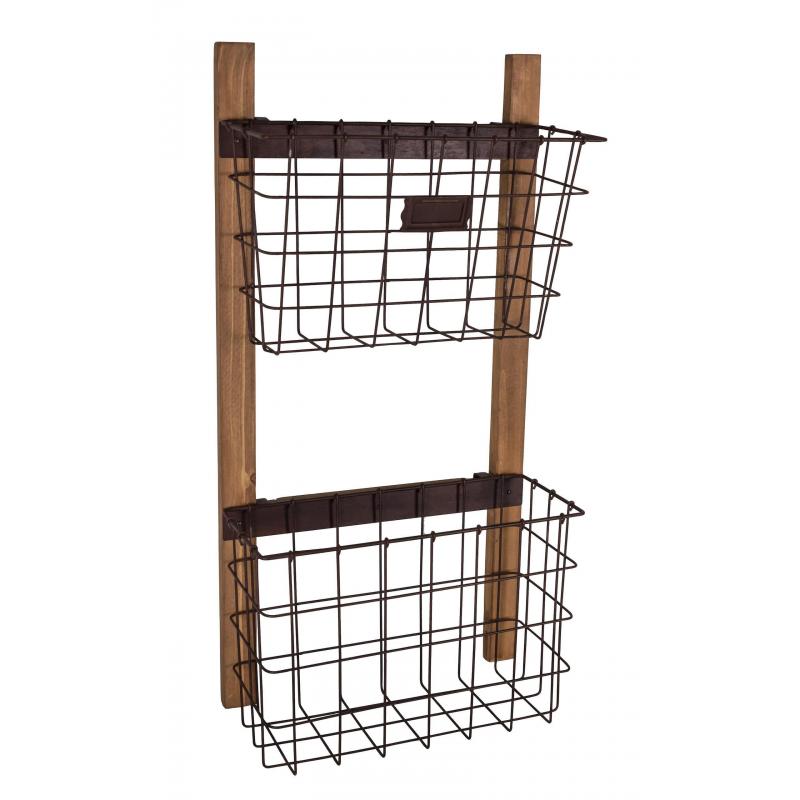 DOUBLE PANIER MURAL METAL/BOIS ANSEB17546