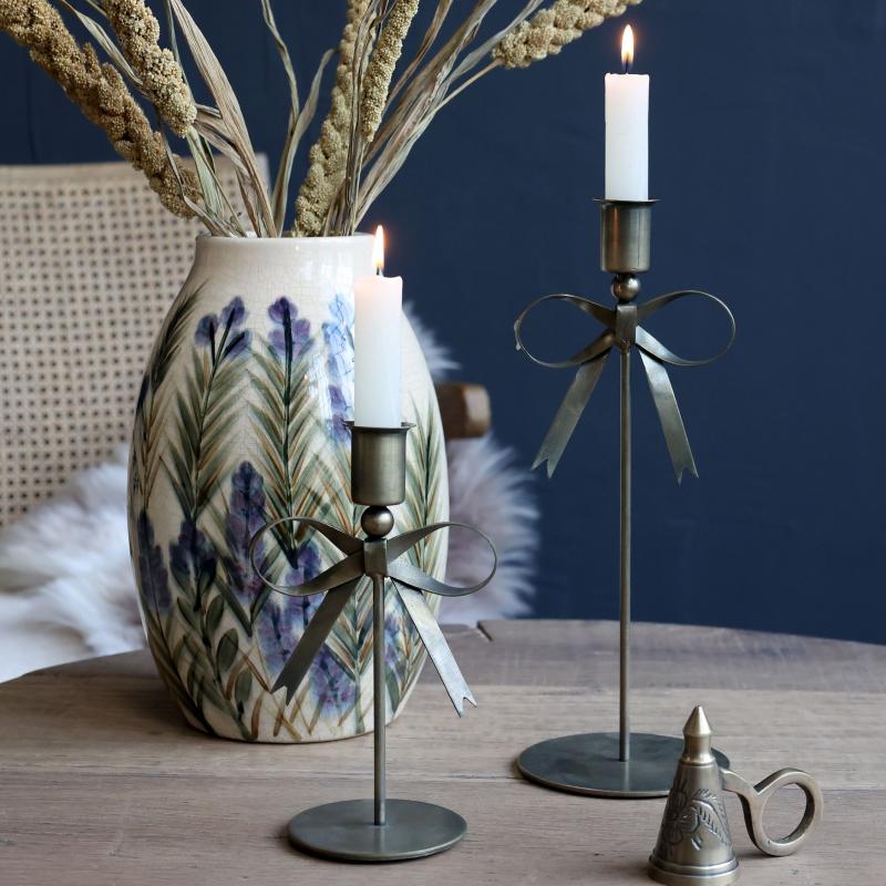 BOUGEOIR AVEC NOEUD H18X10.5X7.5CM