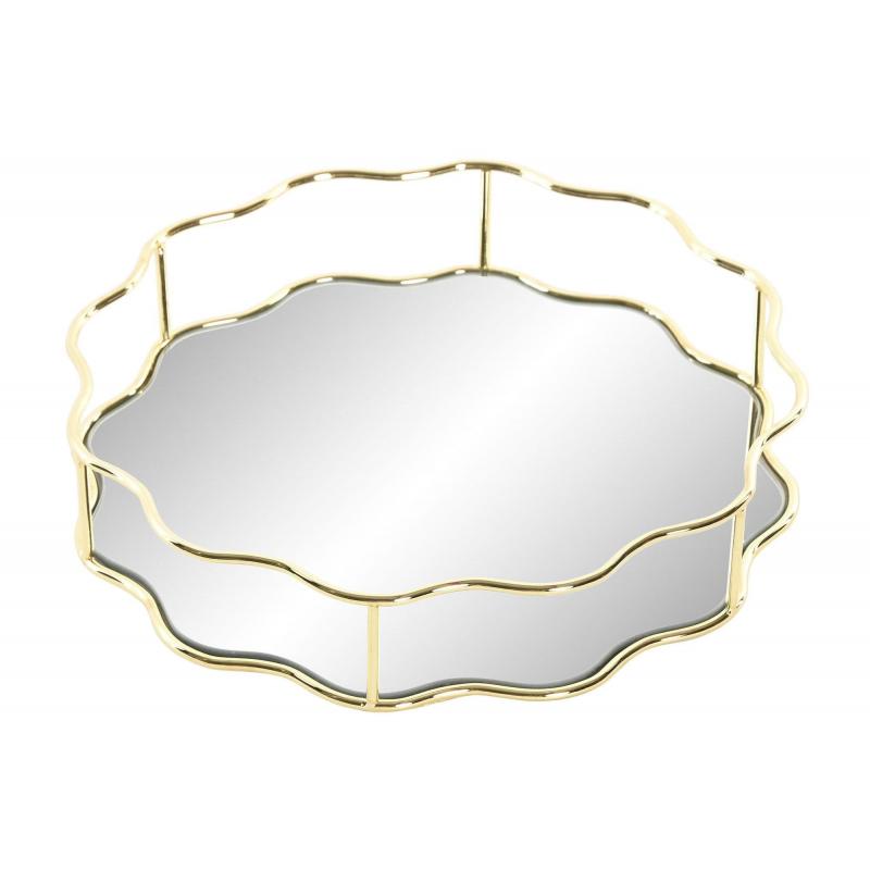 PLATEAU METAL DORE VERRE IT221465