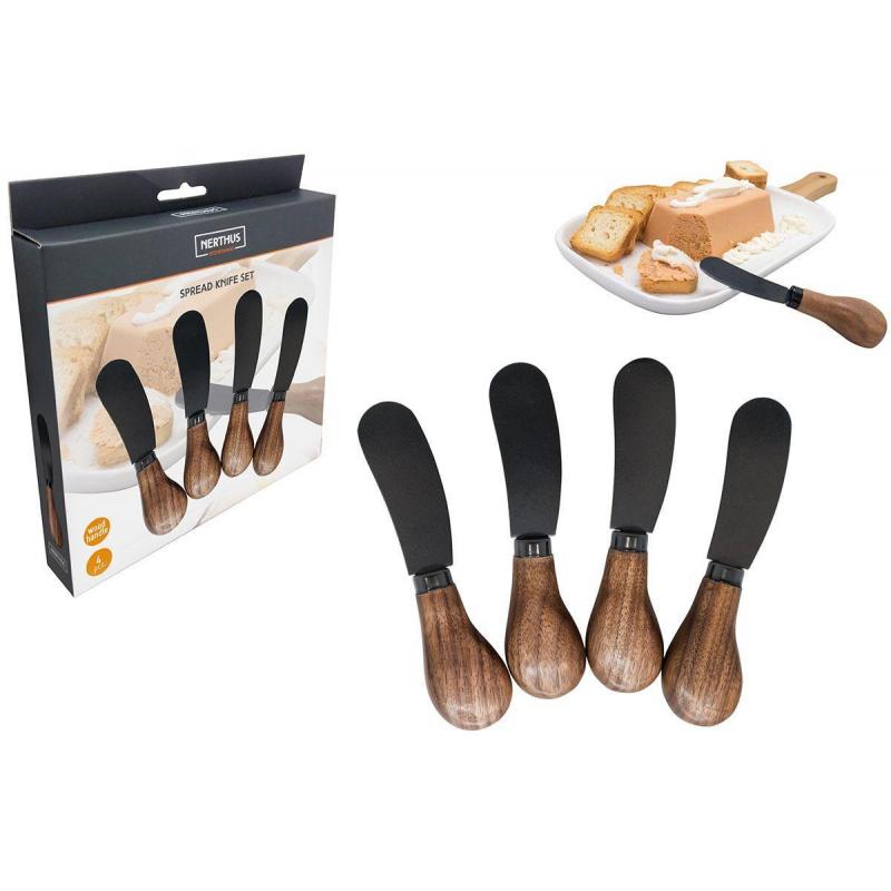 SET DE 4 COUTEAUX A TARTINER NOIR/BOIS SOFIH1303