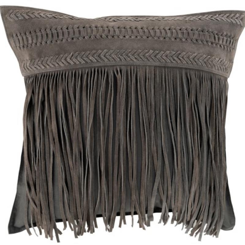 Coussin Franges Cuir