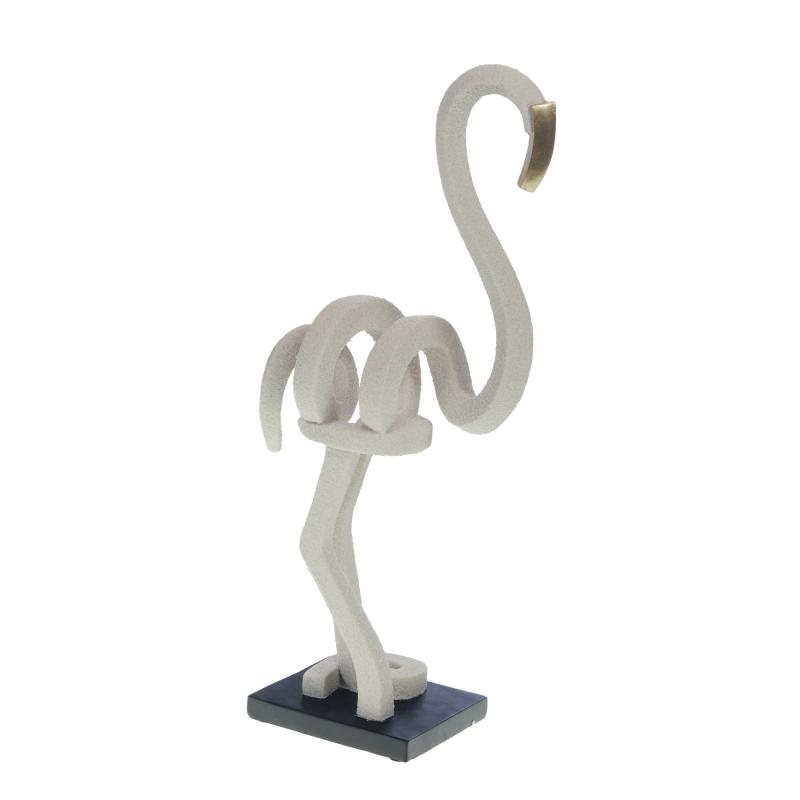 DECO FLAMANT ROSE QUARTZ DORE  52CM CA169397